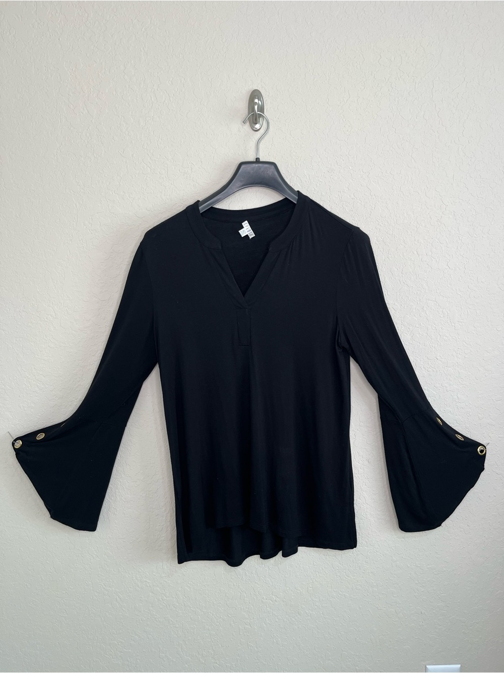 Spense Black Bell Sleeve Long Sleeve Top